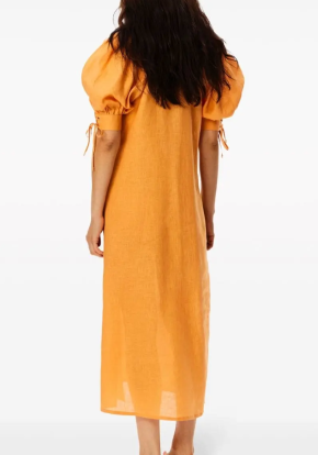 Sleeper Garden Linen Puff-Sleeve Dress 4