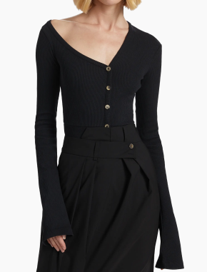 A.W.A.K.E. Mode Asymmetric Rib-Knit Bodysuit 6