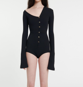 A.W.A.K.E. Mode Asymmetric Rib-Knit Bodysuit 2