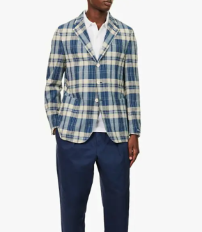Ralph Lauren  Checked Single-Breasted Cotton Blazer 2