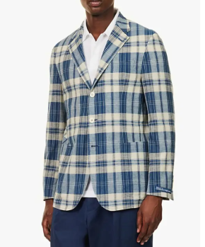 Ralph Lauren  Checked Single-Breasted Cotton Blazer 5