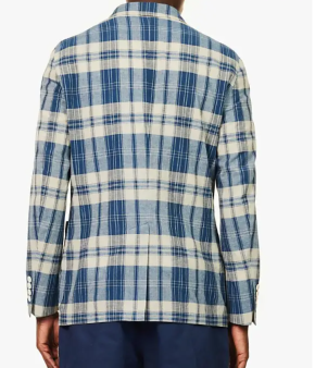 Ralph Lauren  Checked Single-Breasted Cotton Blazer 4