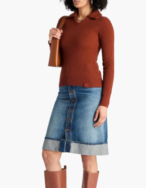 Victoria Beckham Cashmere Blend Spread-Collar Ribbed Jumper 2