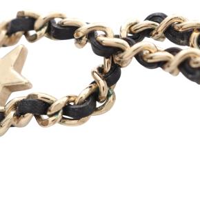 Chanel Gold Plated Leather Woven CC Rhinestone Star Choker Necklace 6