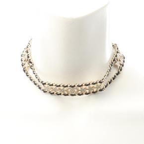 Chanel Gold Plated Leather Woven CC Rhinestone Star Choker Necklace 8