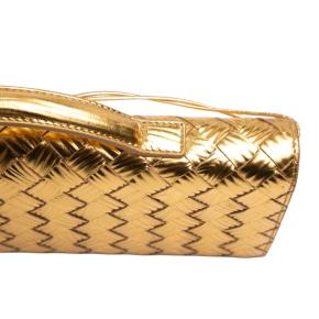 Bottega Veneta  Metallic Leather Intrecciato Andiamo Clutch 10