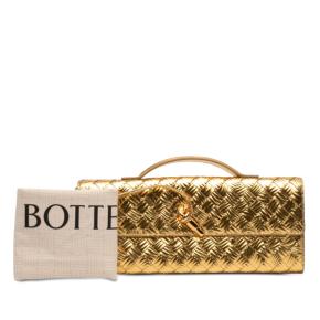 Bottega Veneta  Metallic Leather Intrecciato Andiamo Clutch 12