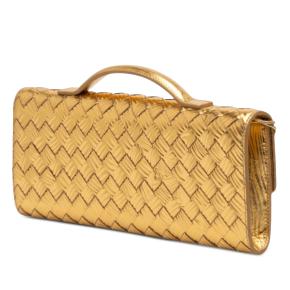 Bottega Veneta  Metallic Leather Intrecciato Andiamo Clutch 2