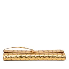 Bottega Veneta  Metallic Leather Intrecciato Andiamo Clutch 3