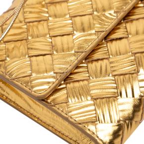 Bottega Veneta  Metallic Leather Intrecciato Andiamo Clutch 9