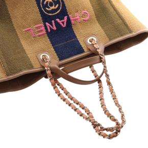 Chanel Medium Raffia Striped Deauville Tote 14