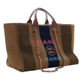 Chanel Medium Raffia Striped Deauville Tote 2