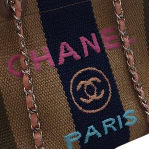Chanel Medium Raffia Striped Deauville Tote 6