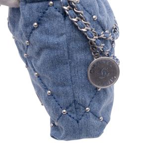 Chanel Blue Mini Denim Studded 22 Bag 7