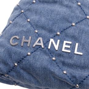 Chanel Blue Mini Denim Studded 22 Bag 8