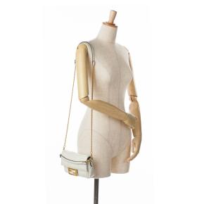 Fendi White Mini Zucca Embossed Leather Baguette Satchel 10