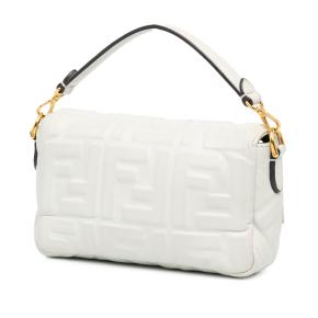 Fendi White Mini Zucca Embossed Leather Baguette Satchel 2