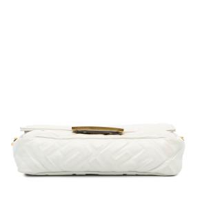 Fendi White Mini Zucca Embossed Leather Baguette Satchel 3