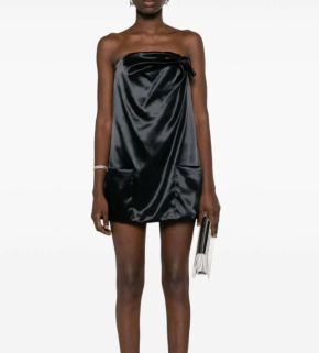 Louisa Ballou  Knot-Detailed Satin Minidress 5