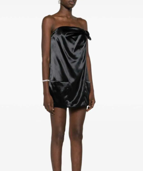 Louisa Ballou  Knot-Detailed Satin Minidress 2