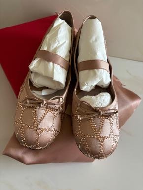 Valentino Embellished Satin Ballet Flats 11