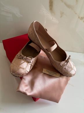 Valentino Embellished Satin Ballet Flats 2