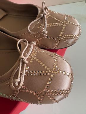 Valentino Embellished Satin Ballet Flats 9
