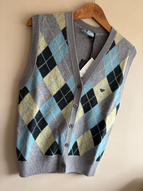 Prada Argyle Fine Knit Button Front Vest 2