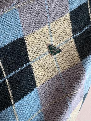 Prada Argyle Fine Knit Button Front Vest 7