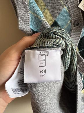 Prada Argyle Fine Knit Button Front Vest 10