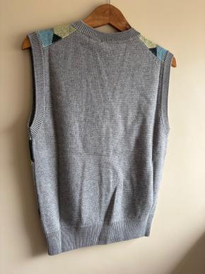 Prada Argyle Fine Knit Button Front Vest 3
