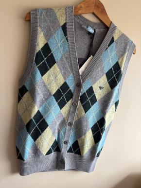 Prada Argyle Fine Knit Button Front Vest 4