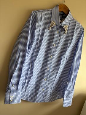 Prada Embellished Collar Striped Shirt 4