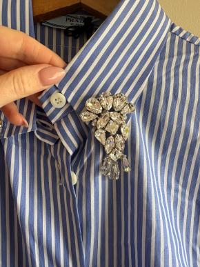 Prada Embellished Collar Striped Shirt 7