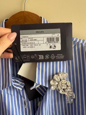 Prada Embellished Collar Striped Shirt 10