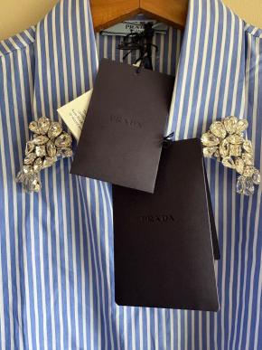 Prada Embellished Collar Striped Shirt 8