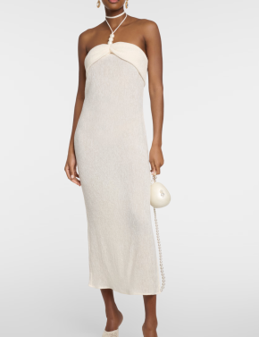 Magda Butrym Pearl-detail Halterneck Midi Dress 5