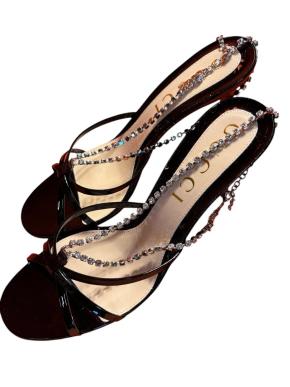 Gucci Patent And Crystal Sandals 2