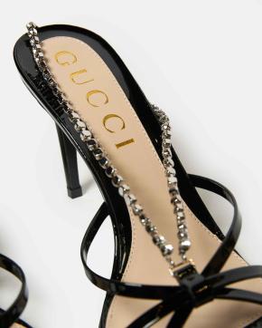 Gucci Patent And Crystal Sandals 8