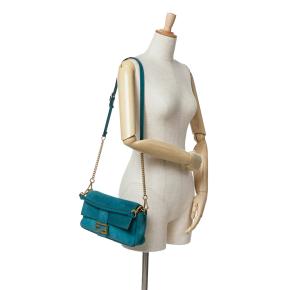 Fendi Blue Medium Suede Baguette Satchel 7