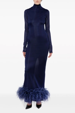 16Arlington Luna Feather-Trim Gown 3