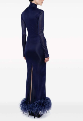 16Arlington Luna Feather-Trim Gown 5