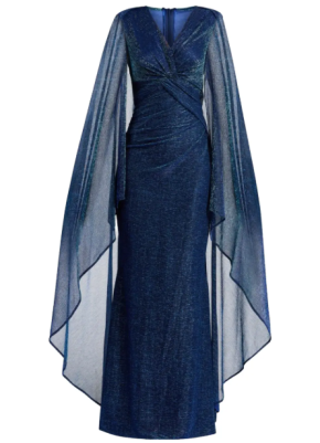 Talbot Runhof Knot-Detail Cape Maxi Dress 4