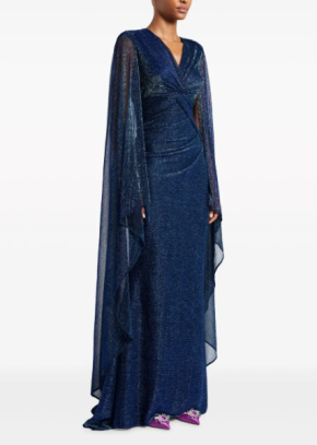 Talbot Runhof Knot-Detail Cape Maxi Dress 3