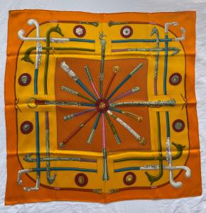 Hermes Orange Cannes et Pommeaux Silk Scarf 2