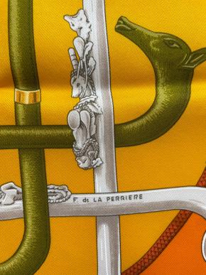 Hermes Orange Cannes et Pommeaux Silk Scarf 6