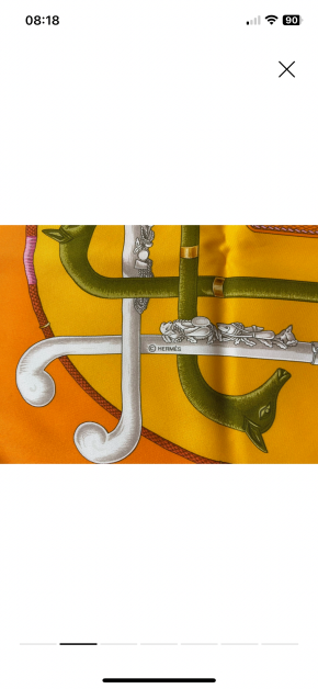 Hermes Orange Cannes et Pommeaux Silk Scarf 4
