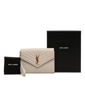Saint Laurent Grain De Poudre Matelasse Cassandre Flap Pouch 11