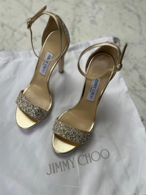 Jimmy Choo Gold Glitter Sandals 2
