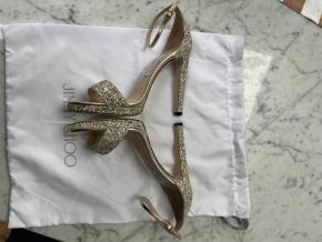 Jimmy Choo Gold Glitter Sandals 4
